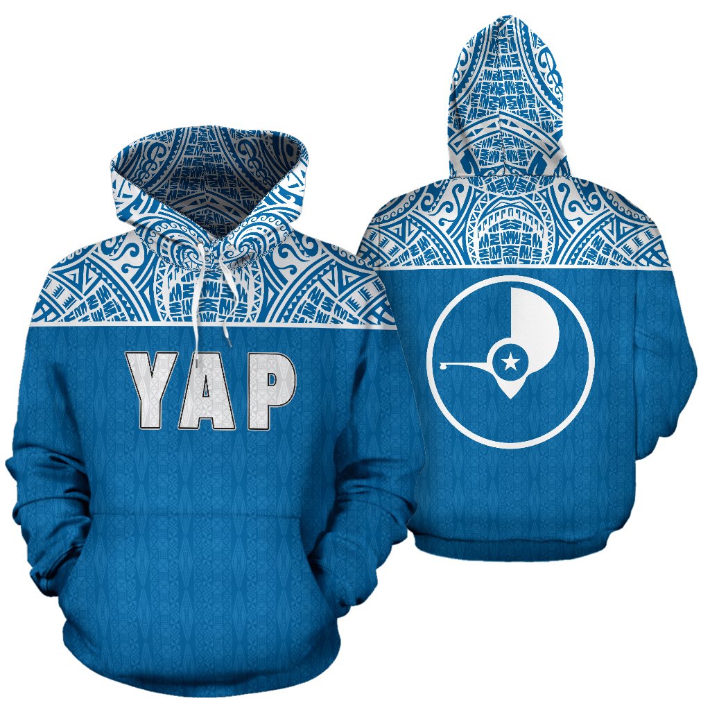Yap All Over Hoodie Micronesia Unisex Blue - Polynesian Pride
