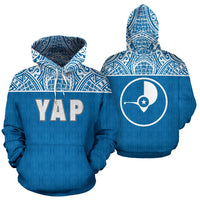 Yap All Over Hoodie Micronesia Unisex Blue - Polynesian Pride