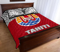Tahiti Polynesian Quilt Bed Set - Tahiti Flag Polynesian Tattoo - Polynesian Pride