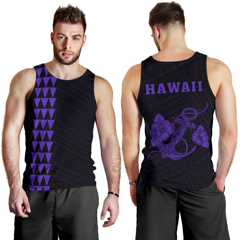 Hawaii Kakau Polynesian Anchor Men's Tank Top - Purple Purple - Polynesian Pride
