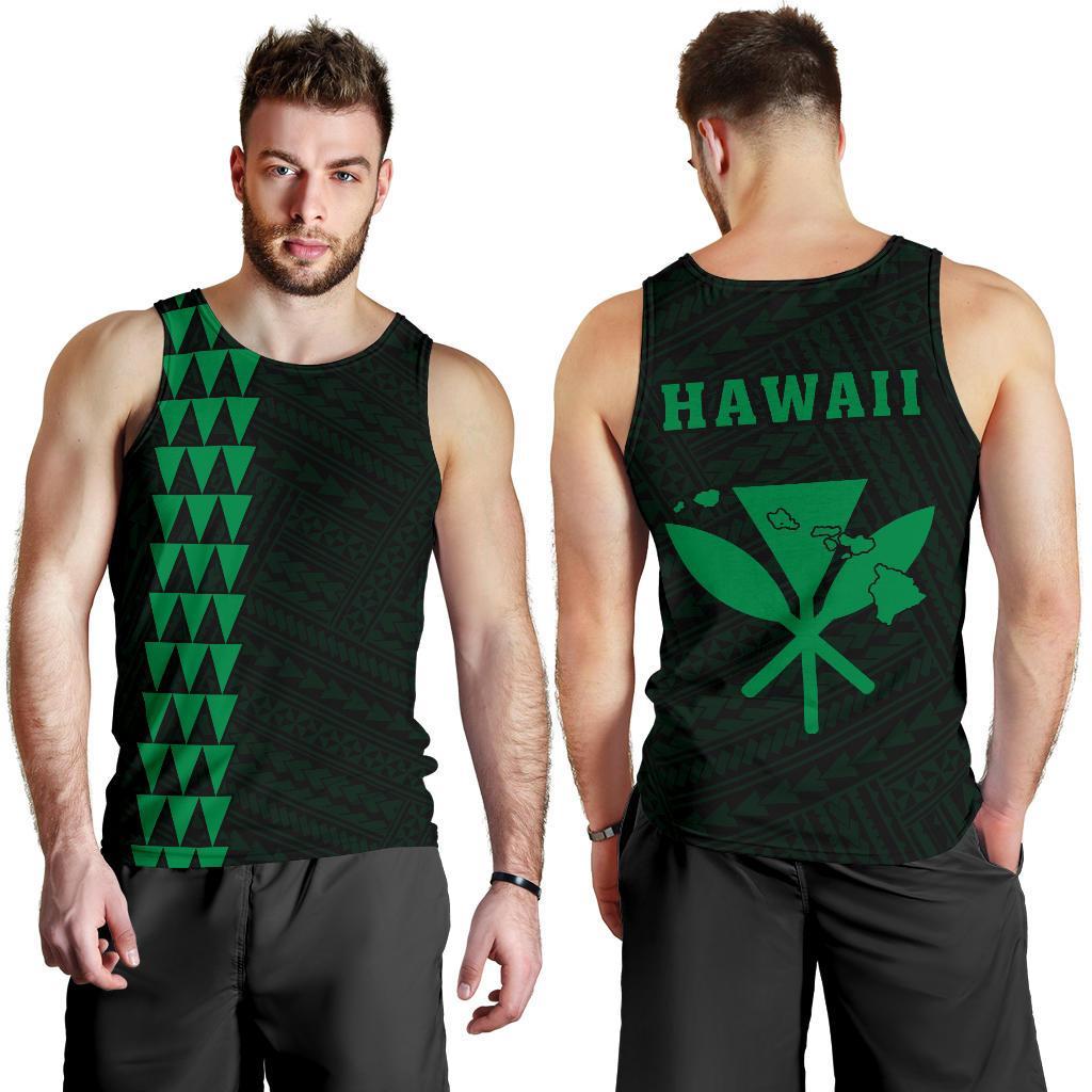 Hawaii Kakau Polynesian Kanaka Map Men's Tank Top - Green Green - Polynesian Pride