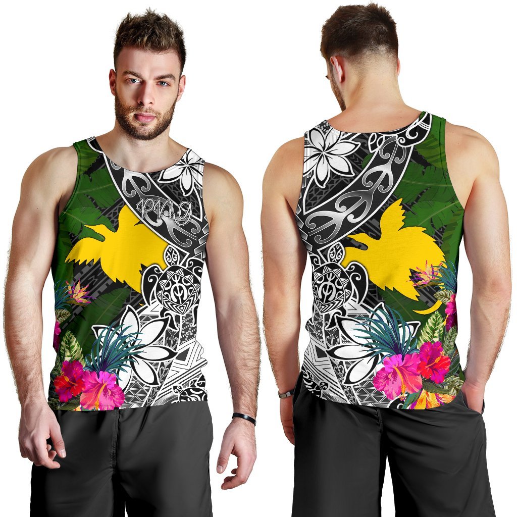 Papua New Guinea Men Tank Top - Turtle Plumeria Banana Leaf - Polynesian Pride