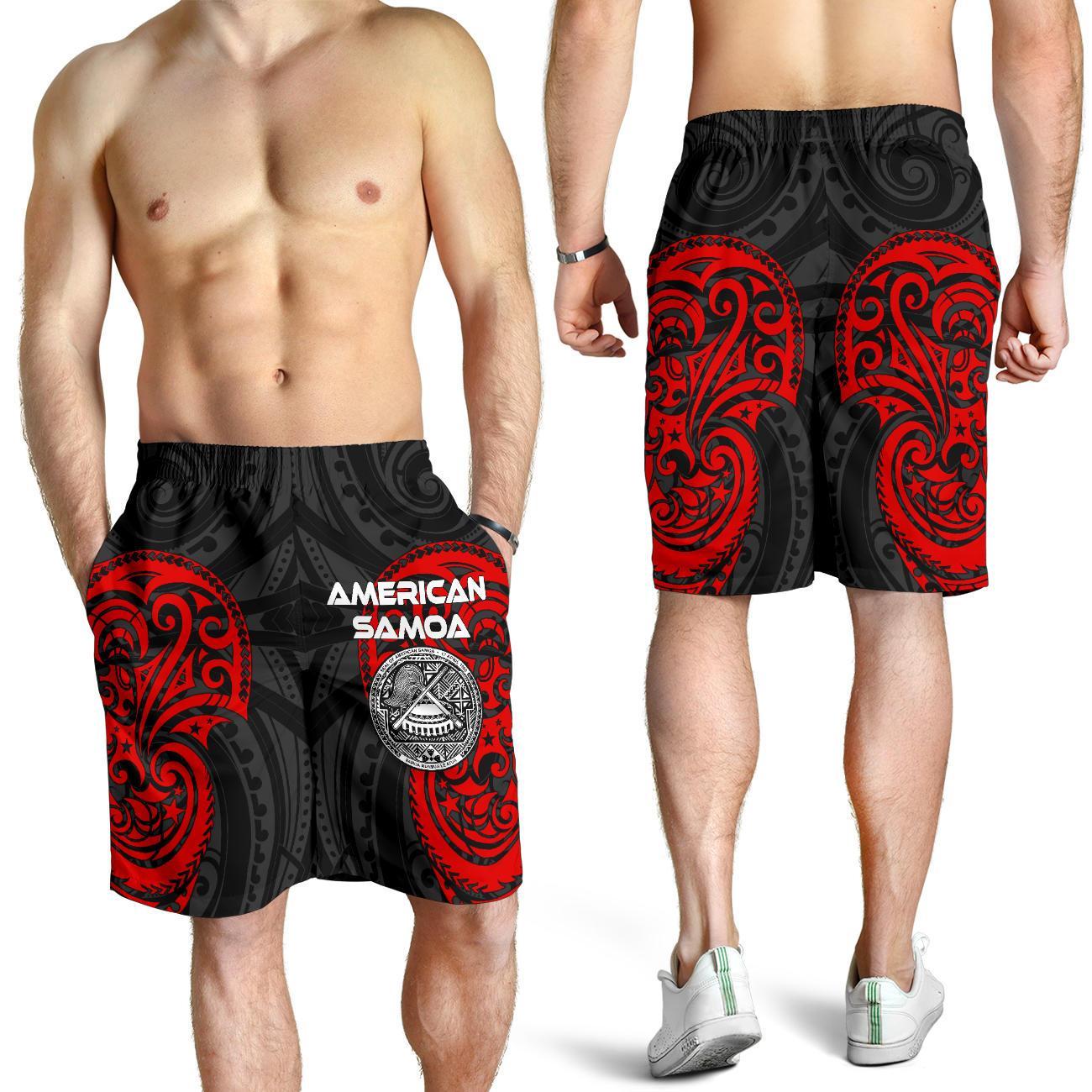 American Samoa Polynesian Men's Shorts - American Samoan Spirit Red - Polynesian Pride