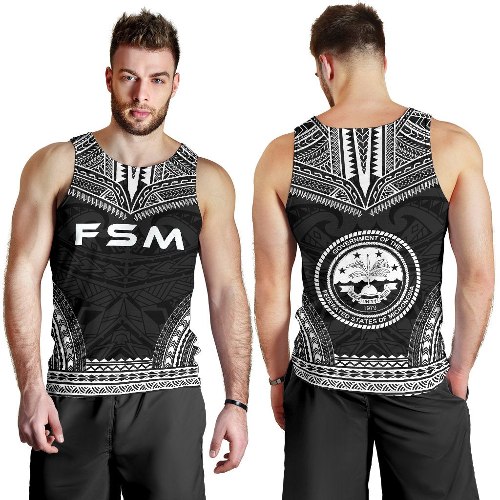 Federated States Of Micronesia Men's Tank Top - Polynesian Chief Black Version - Polynesian Pride
