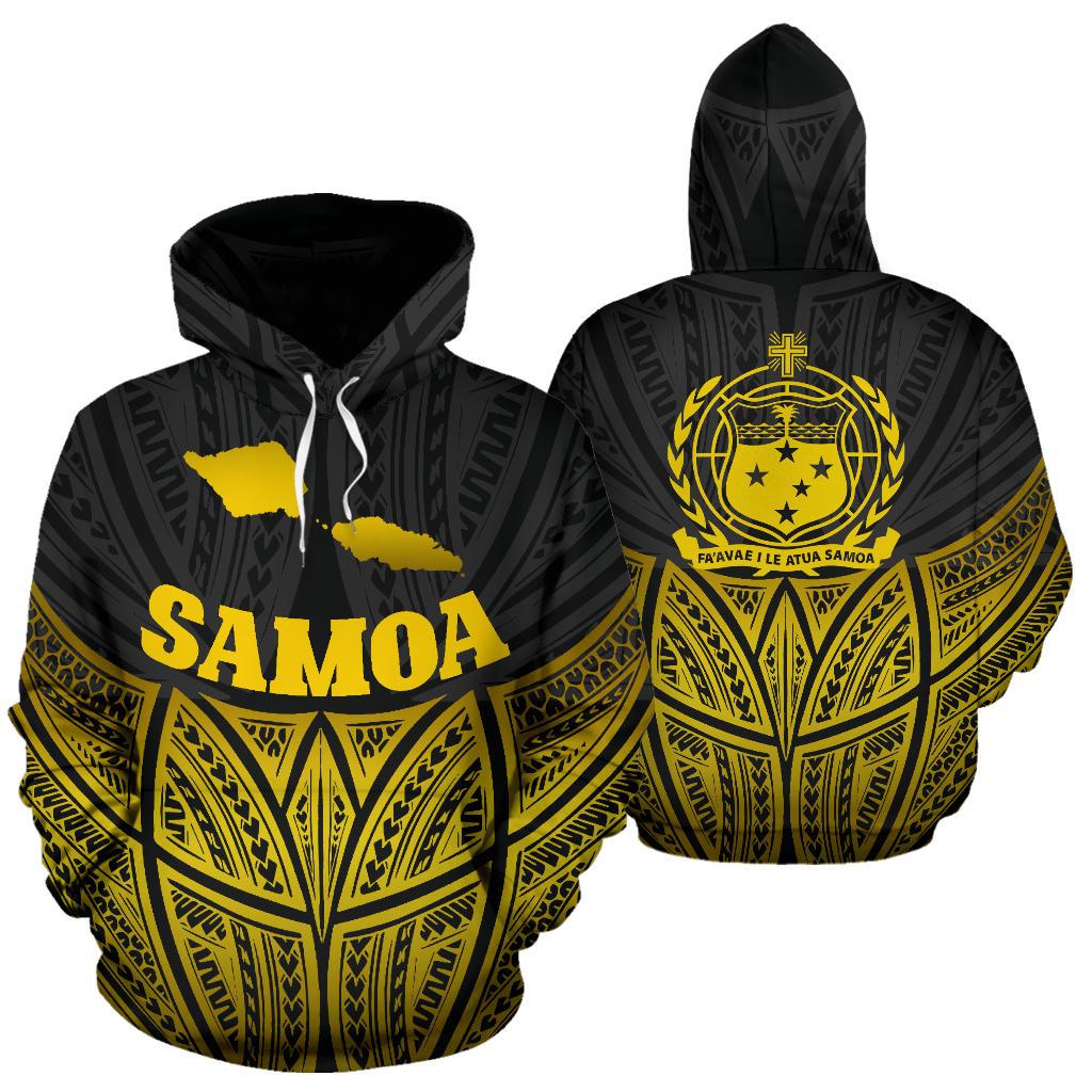 Samoa Polynesian Hoodie Gold Pride Map nd Seal Unisex Gold - Polynesian Pride
