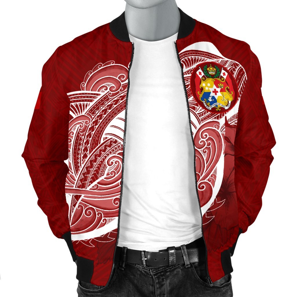 Tonga Men'S Bomber Jacket Shark Coat Of Arms - Polynesian Pride