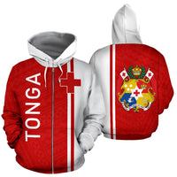 Tonga All Over Zip up Hoodie Polynesian Straight Version Unisex Red - Polynesian Pride