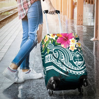Guam Polynesian Luggage Covers - Summer Plumeria (Turquoise) - Polynesian Pride