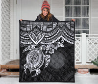 Northern Mariana Islands Polynesian Premium Quilt - Northern Mariana Islands Seal & White Turtle Hibiscus - Polynesian Pride