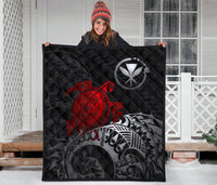 Hawaii Polynesian Premium Quilt - Kanaka Maoli & Red Turtle - Polynesian Pride