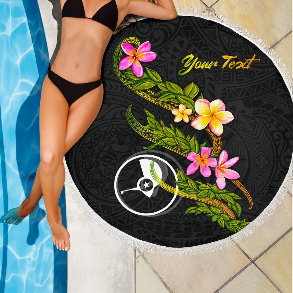 Yap Custom Personalised Beach Blanket - Plumeria Tribal - Polynesian Pride