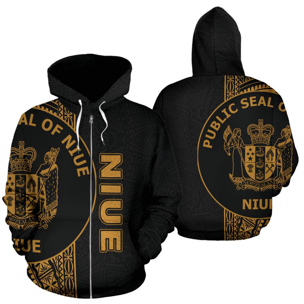 Niue Polynesian Zip up Hoodie Line Gold Unisex Gold - Polynesian Pride