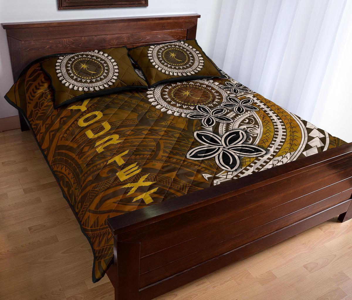 Chuuk Custom Personalised Quilt Bed Sets - Polynesian Boar Tusk Brown - Polynesian Pride