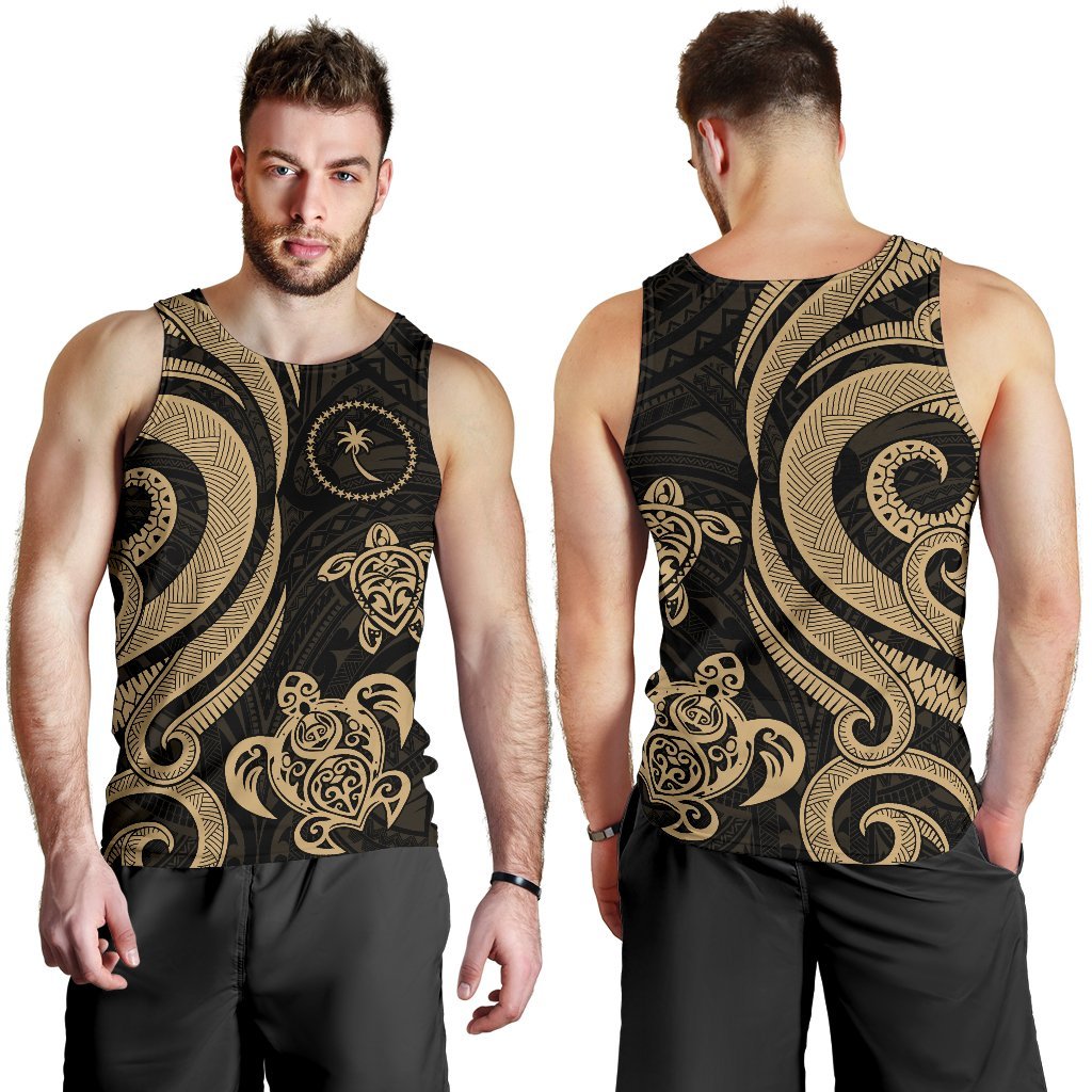 Chuuk Micronesian Men Tank Top - Gold Tentacle Turtle - Polynesian Pride