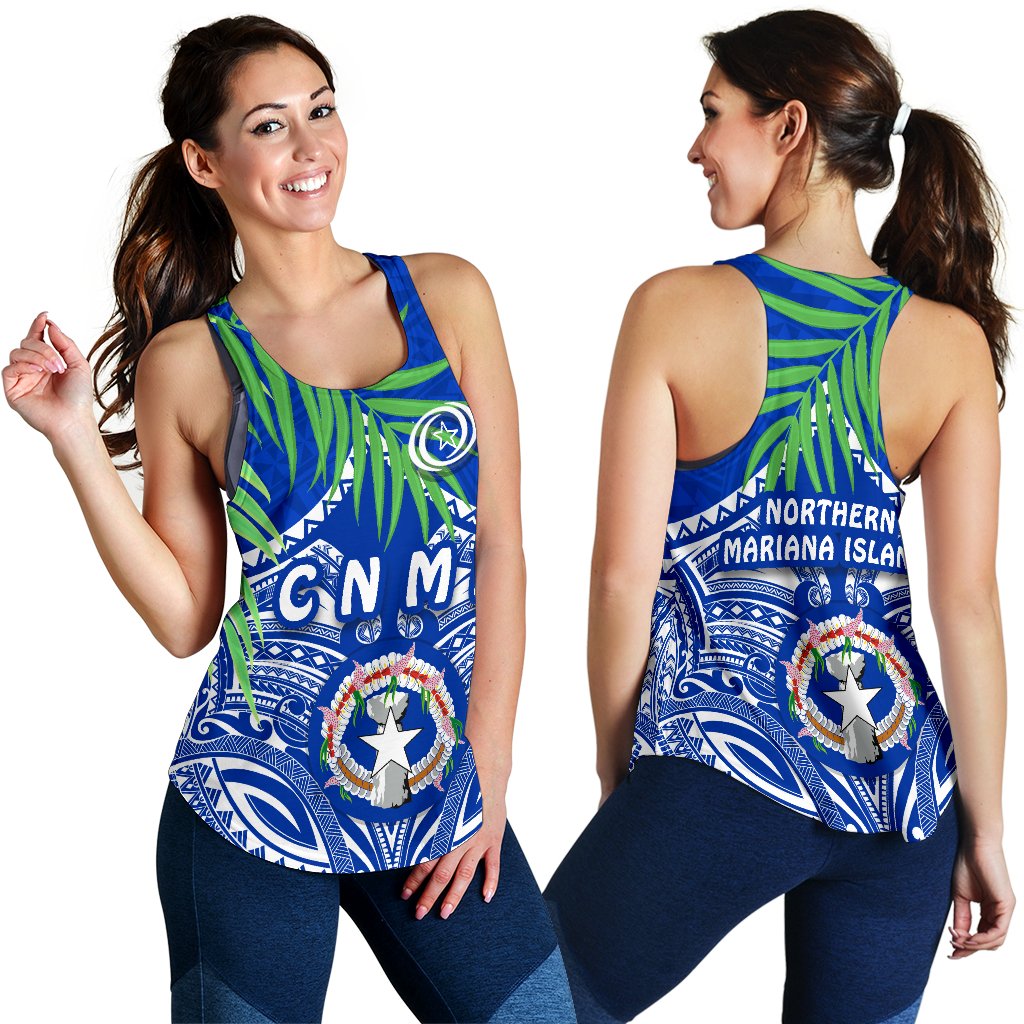 Northern Mariana Islands Rugby Women Racerback Tank Coconut Leaves - CNMI - Polynesian Pride