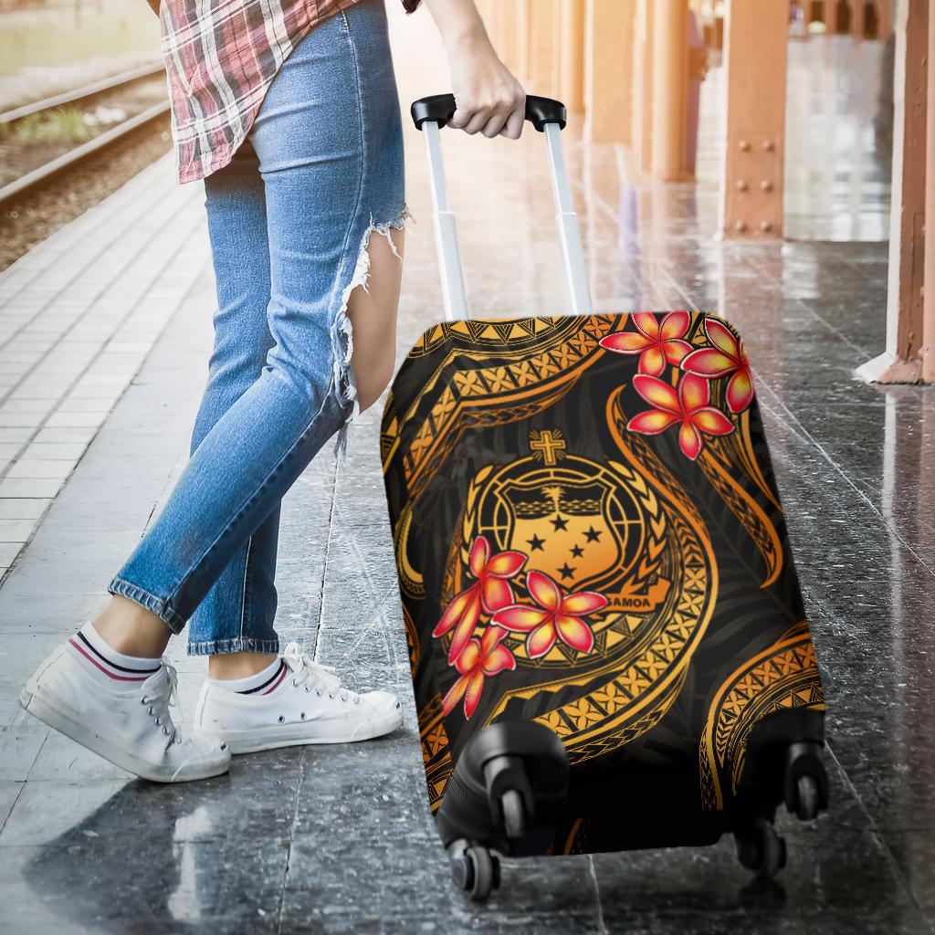 Samoa Polynesian Luggage Covers - Gold Plumeria - Polynesian Pride