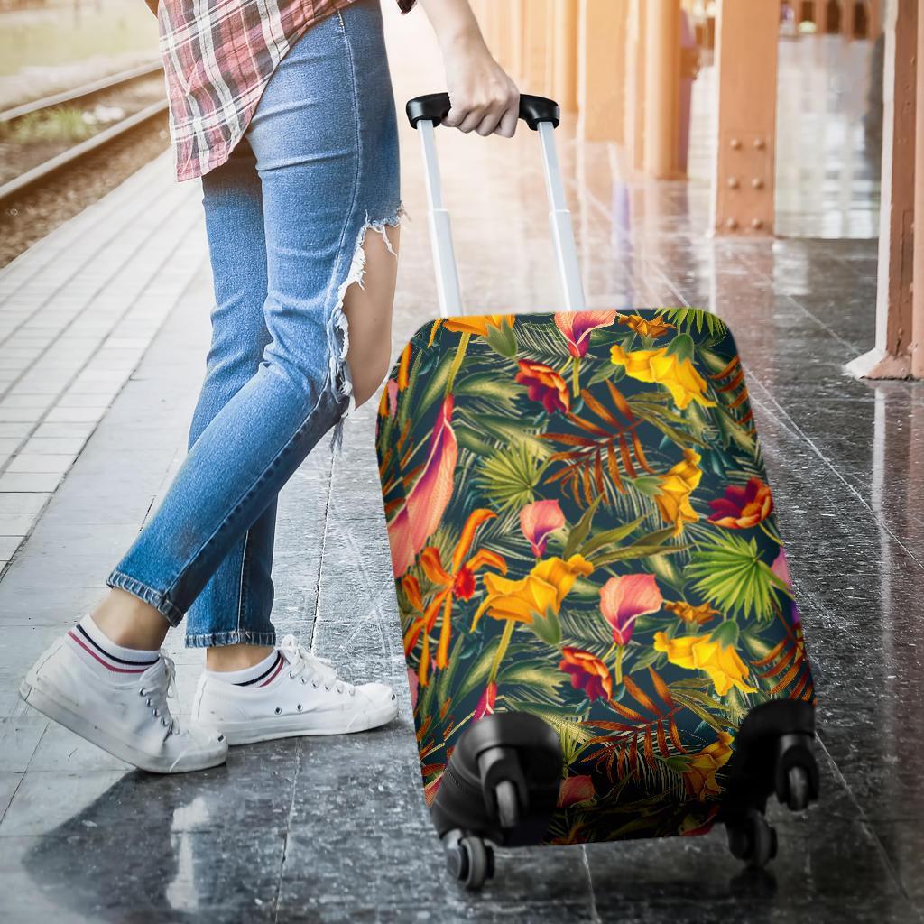 Seamless Tropical Flower Plant And Leaf Pattern Luggage Cover - Polynesian Pride