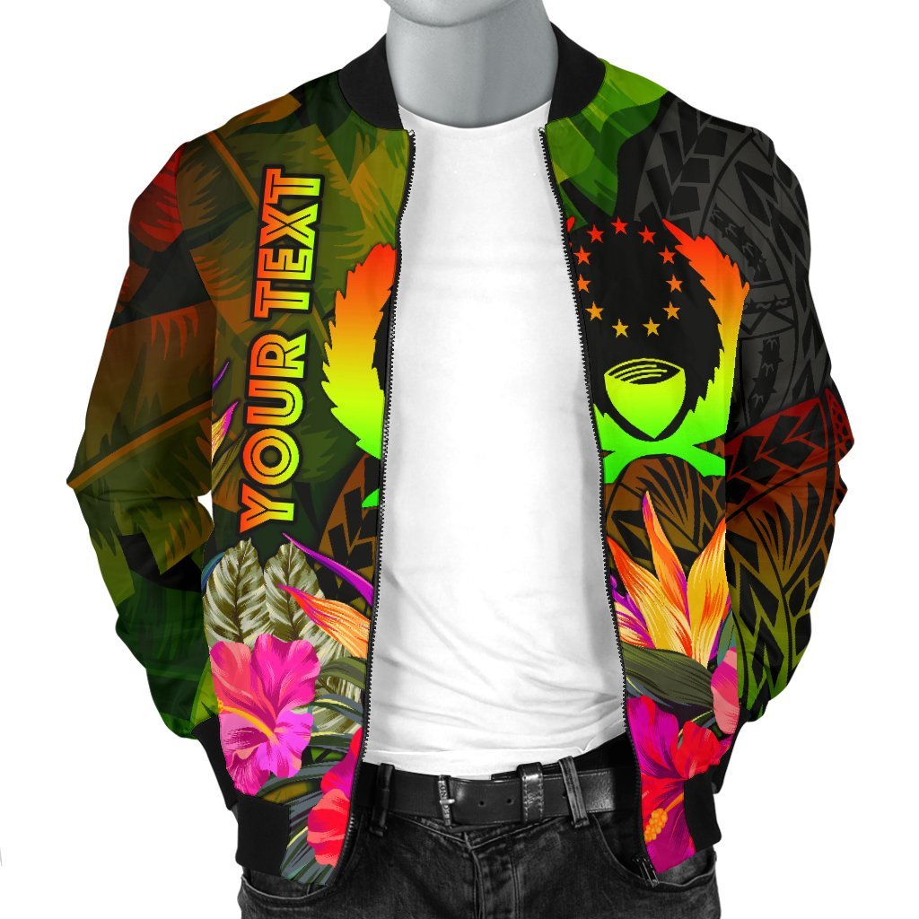 Pohnpei Polynesian Personalised Men's Bomber Jacket - Hibiscus and Banana Leaves - Polynesian Pride