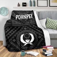 Pohnpei Premium Blanket - Pohnpei Seal With Polynesian Tattoo Style ( Black) - Polynesian Pride