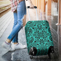 Polynesian Kakau Turtle Turquoise Luggage Covers - Polynesian Pride