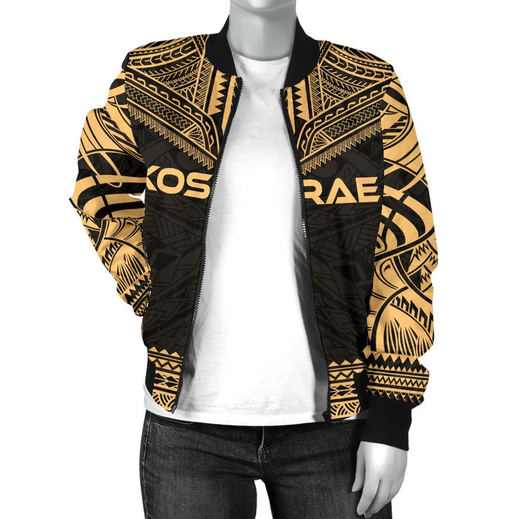 Kosrae Polynesian Chief Women'S Bomber Jacket - Gold Version - Polynesian Pride