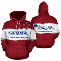 Samoa Hoodie Samoa Flag Its Where My Story Begins Unisex Red - Polynesian Pride