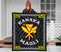 Kanaka Maoli Flag Polynesian Premium Quilt White - Love Style - Polynesian Pride