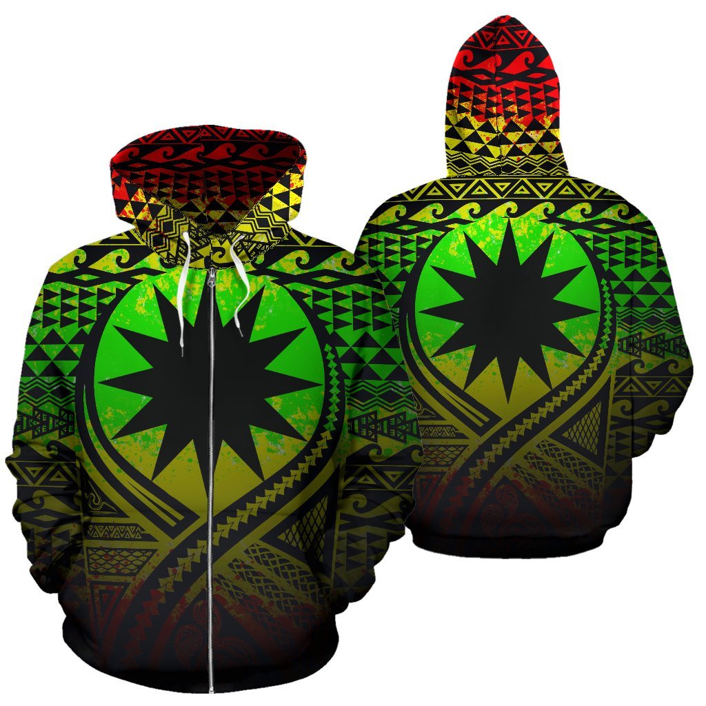 Nauru All Over Zip up Hoodie Lift up Reggae Unisex Reggae - Polynesian Pride
