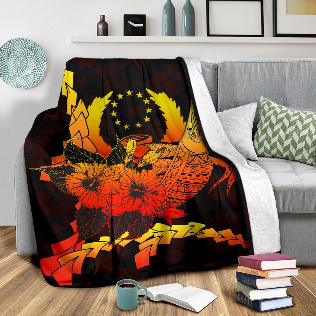 Pohnpei Micronesia Premium Blanket - Swordfish With Hibiscus - Polynesian Pride