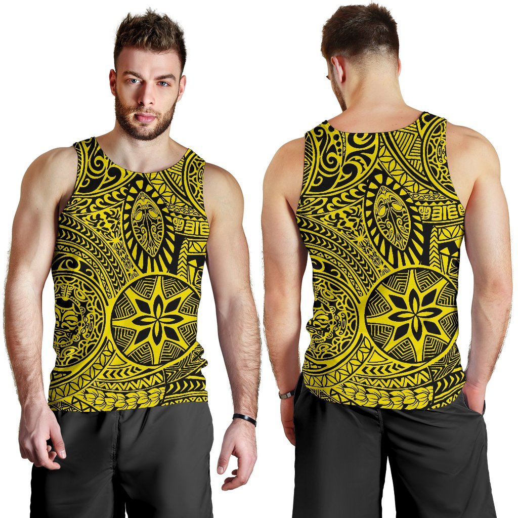 Polynesian Hawaiian Style Tribal Tattoo Yellow Hawaii Men's Tank Top - Polynesian Pride