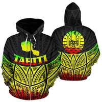 Tahiti Polynesian Zip up Hoodie Reggae Pride Map and Seal Unisex Reggae - Polynesian Pride