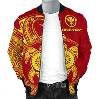Hawaii Polynesian Personalised Men's Bomber Jacket - Vintage Polynesian Turtle (Red) - Polynesian Pride