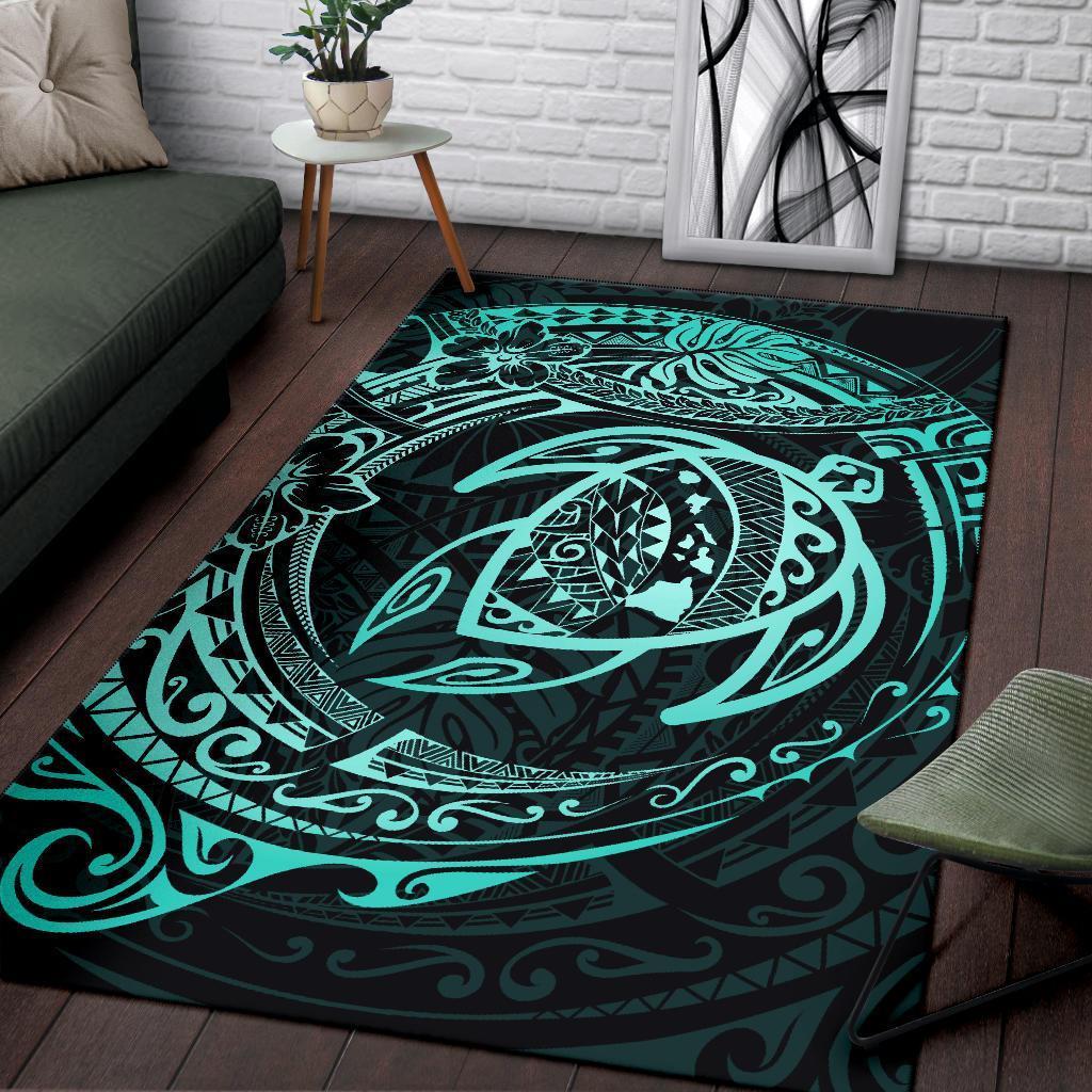Hawaiian Map Turtle Polynesian Circle Rug AH - Polynesian Pride