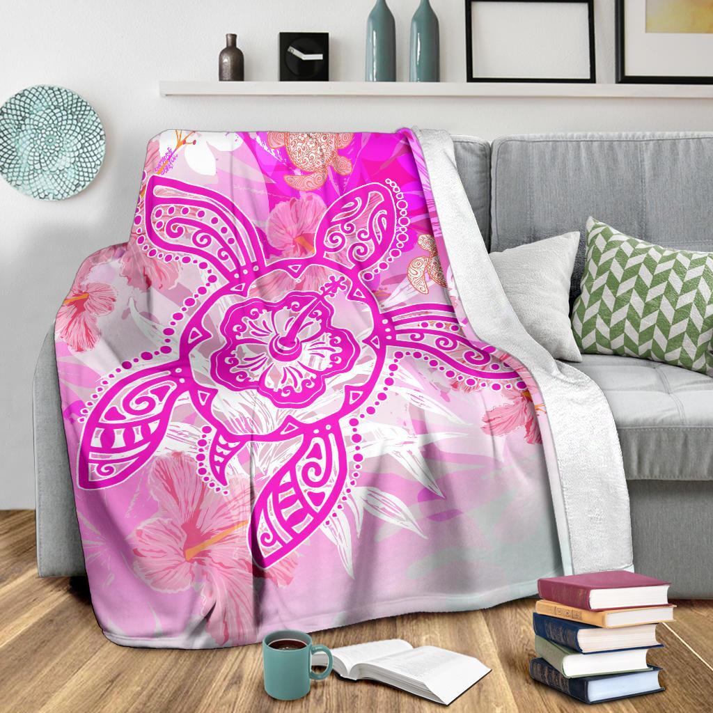 Hawaii Turtle Hibiscus Premium Blanket - Dreamy Style - AH - Polynesian Pride