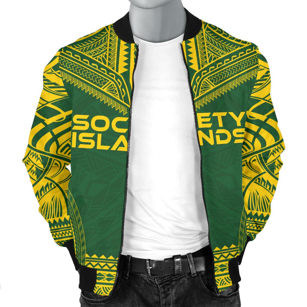Society Islands Flag Polynesian Chief Men's Bomber Jacket - Polynesian Pride