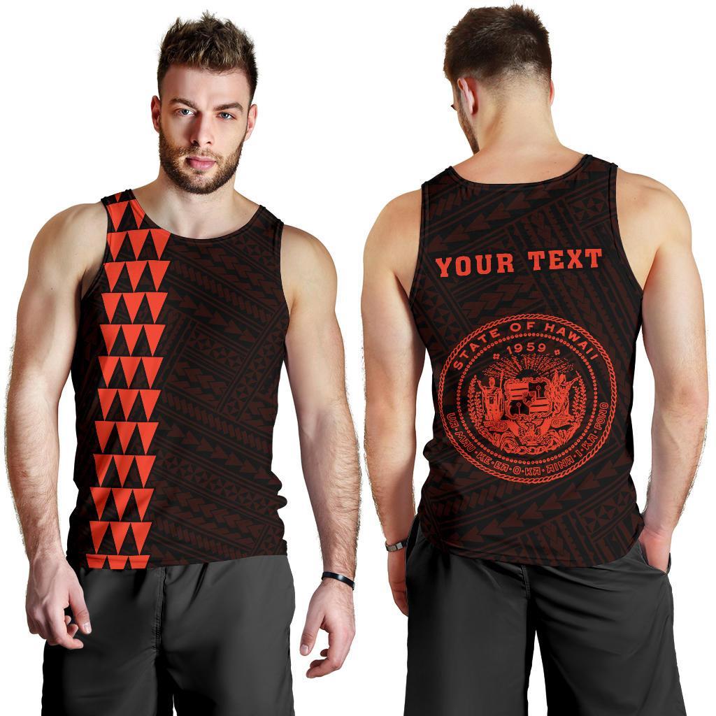 Hawaii Kakau Polynesian Coat Of Arms Personalized Men's Tank Top - Orange Orange - Polynesian Pride