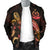 Vanuatu Polynesian Men's Bomber Jacket - Turtle With Blooming Hibiscus Gold - Polynesian Pride