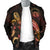 Hawaii Polynesian Men's Bomber Jacket - Turtle With Blooming Hibiscus Gold - Polynesian Pride