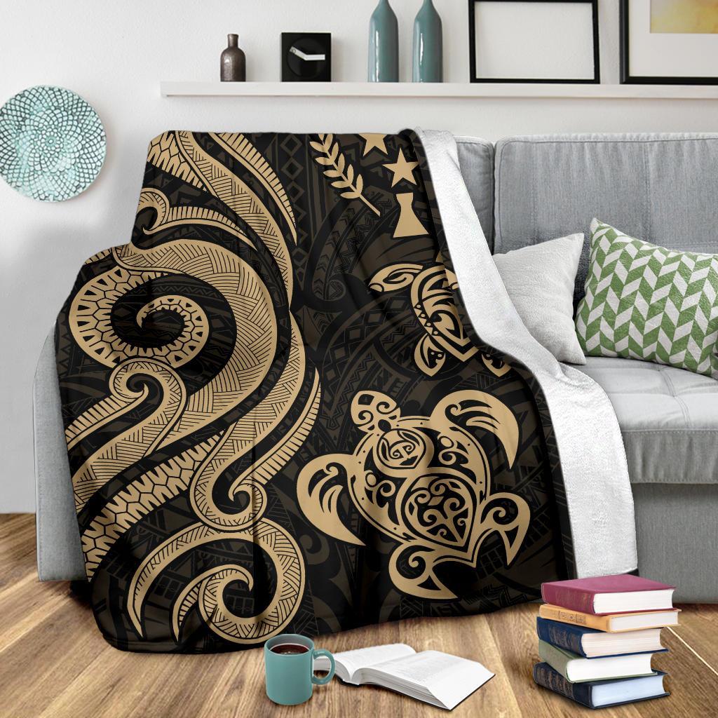 Kosrae Micronesian Premium Blanket - Gold Tentacle Turtle - Polynesian Pride