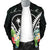 Chuuk Men's Bomber Jacket - Chuuk Coat of Arms & Polynesian Tropical Flowers White - Polynesian Pride