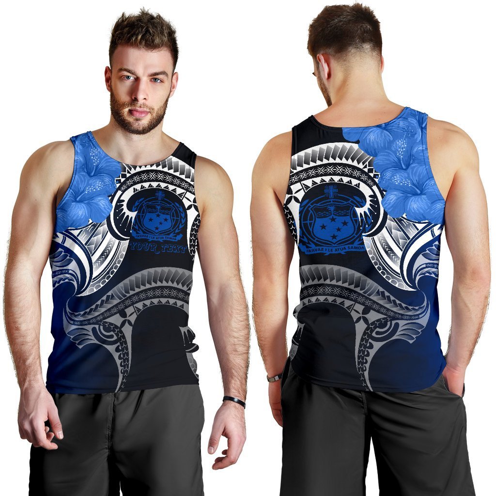 Samoa Custom Personalised Men's Tank Top - Samoa Seal Wave Style (Blue) - Polynesian Pride