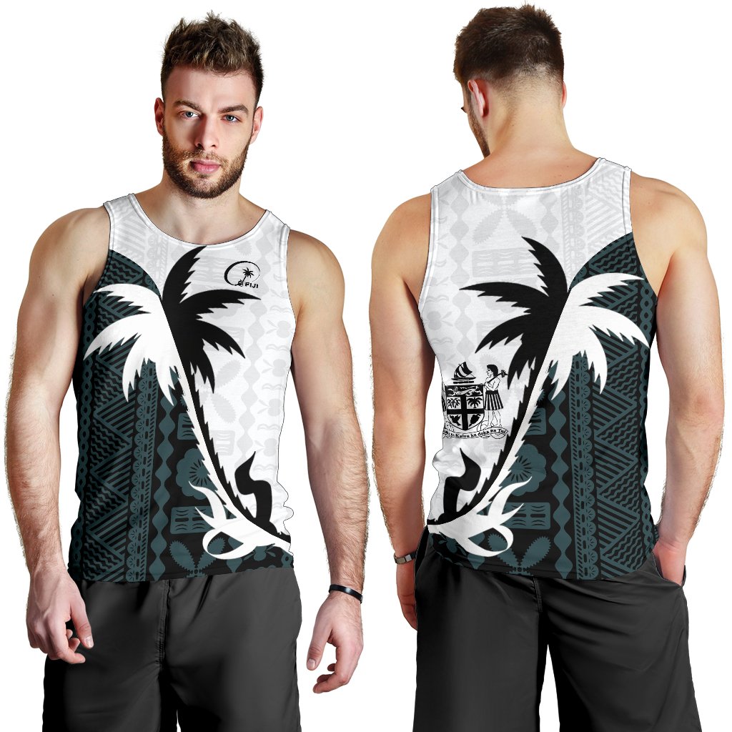 Fiji Coconut Tree Men's Tank Top K4 Black - Polynesian Pride