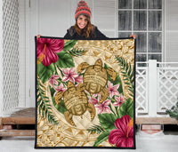 Hawaii Premium Quilt - Turtle Strong Pattern Hibiscus Plumeria AH - Polynesian Pride