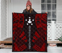 Austral Islands Premium Quilt - Austral Islands Flag Polynesian Red Tattoo (Dark Red) - Polynesian Pride
