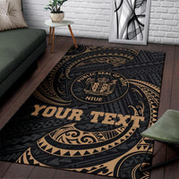 Niue Polynesian Custom Personalised Area Rug - Gold Tribal Wave - Polynesian Pride