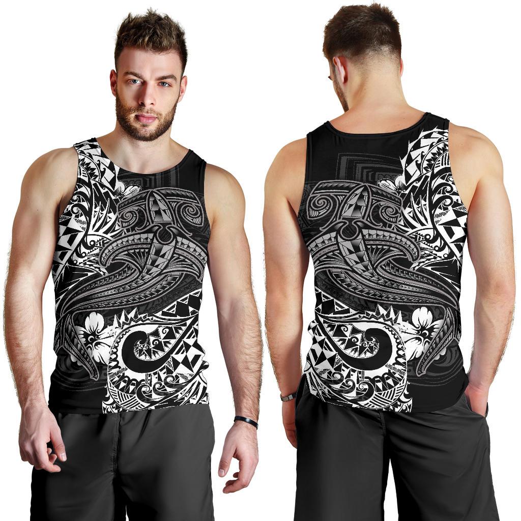 Polynesian Men's Tank Top - White Shark Polynesian Tattoo White - Polynesian Pride