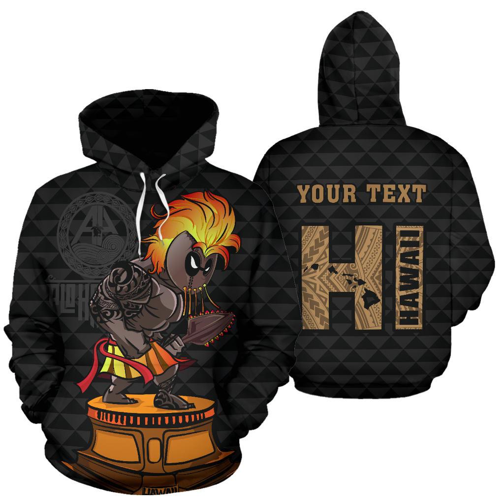 Custom Hawaii Kakau Fighter Kanaka Warrior Hoodie Unisex Black - Polynesian Pride