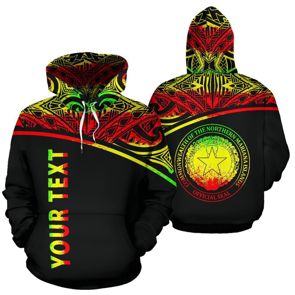 Northern Mariana Islands Polynesian All Over Custom Hoodie Reggae Curve Version Unisex Reggae - Polynesian Pride