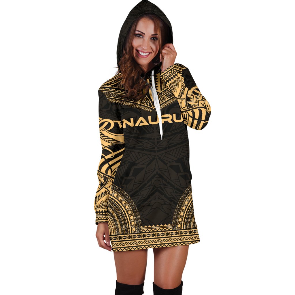 Nauru Women's Hoodie Dress - Polynesian Gold Chief - Polynesian Pride