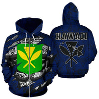 Polynesian Kanaka Maoli Hawaii Zip Hoodie Blue Unisex Blue - Polynesian Pride